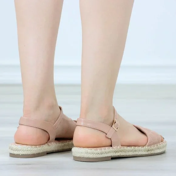 Blush Quilted Pattern Espadrille Trendy Comfy Flat Sandal - Picture 7 of 14